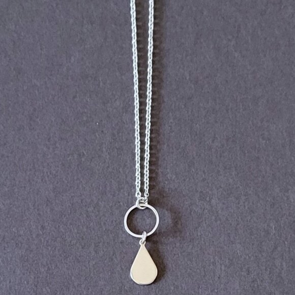 TEARDROP Circle Stainless Steel Charm Chain Necklace 18" Minimalist - Picture 10 of 11